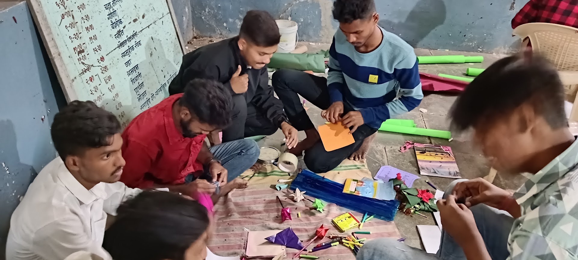 Students collaborating during a camp activity